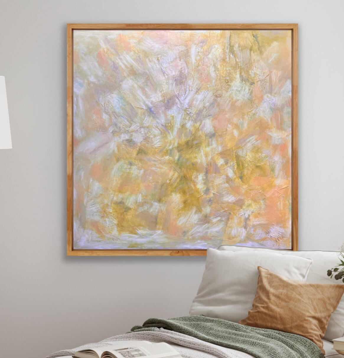 dreamscape III 2025 100x100 rice paper collage and oil on canvas framed CONTEMPORARY PAINTING MIELIS ART