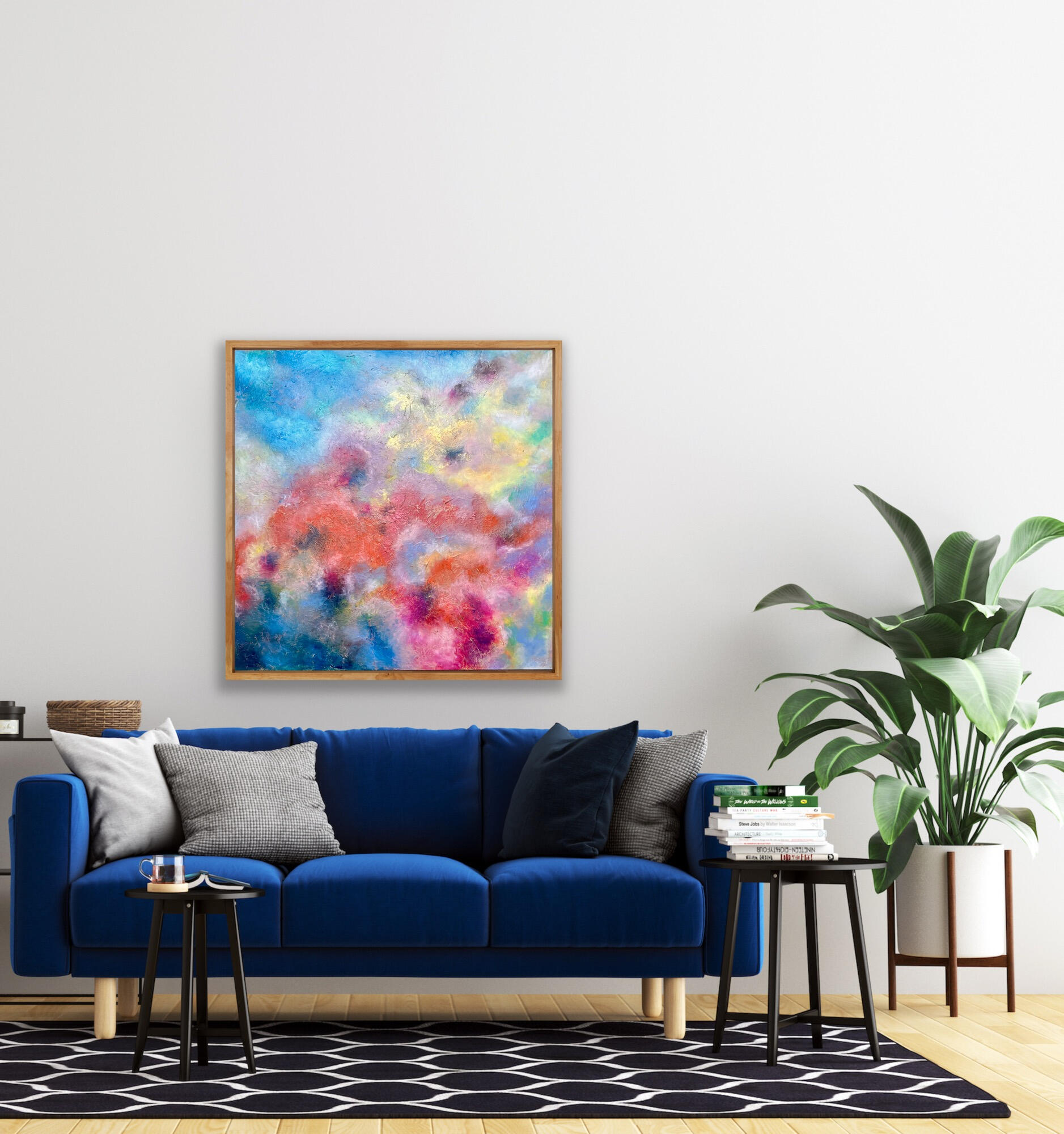 Dreamscape II 100x100 2025 Rice paper collage and oil on canvas framed CONTEMPORARY PAINTING MIELIS ART